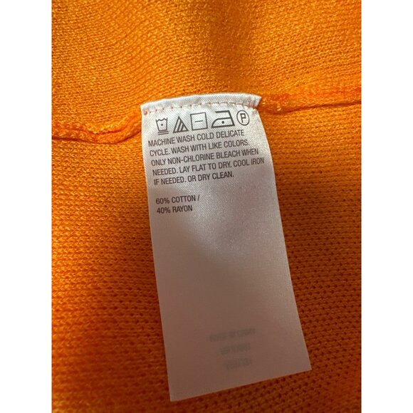 Susan Graver Orange Tropical Print Knit Top With V-Neck & Ruffle Sleeves Size 1X - Picture 6 of 8